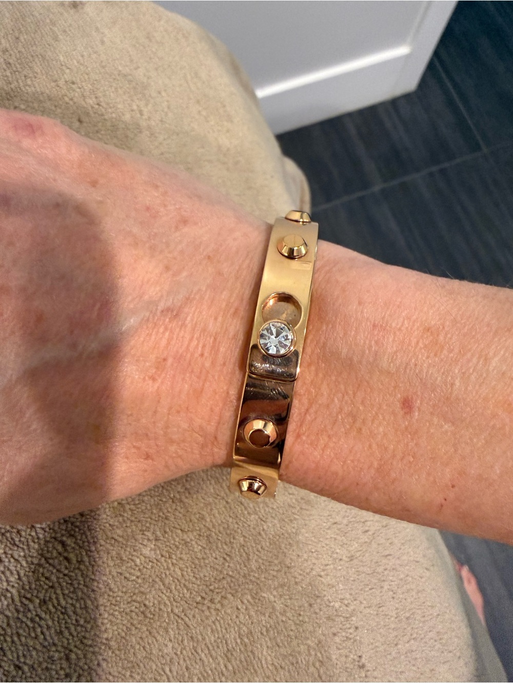 Michael Kors Rose Gold-Tone Screw Accent Bracelet with Crystal
